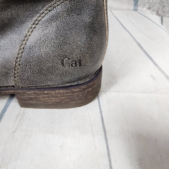 CAT Caterpillar Leather Combat Mid Calf Lace Up Boot Distressed Gray Size 8W - Picture 10 of 15